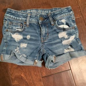 american eagle ripped jean shorts